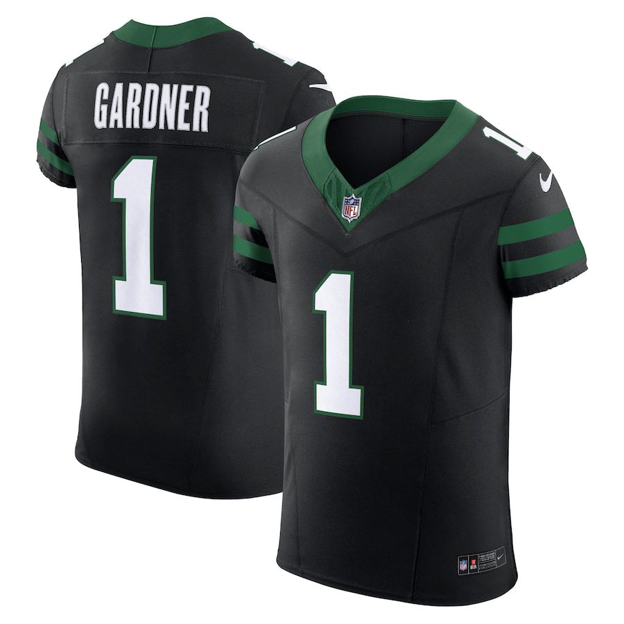Men New York Jets 1 Ahmad Sauce Gardner Nike Legacy Black Alternate Vapor F.U.S.E. Elite NFL Jersey